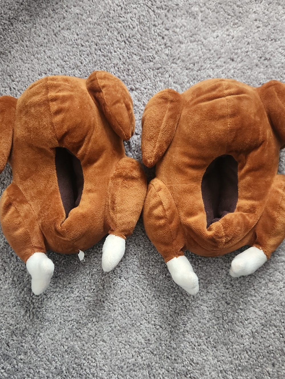 Plush Turkey Slippers - Brown & Cream
